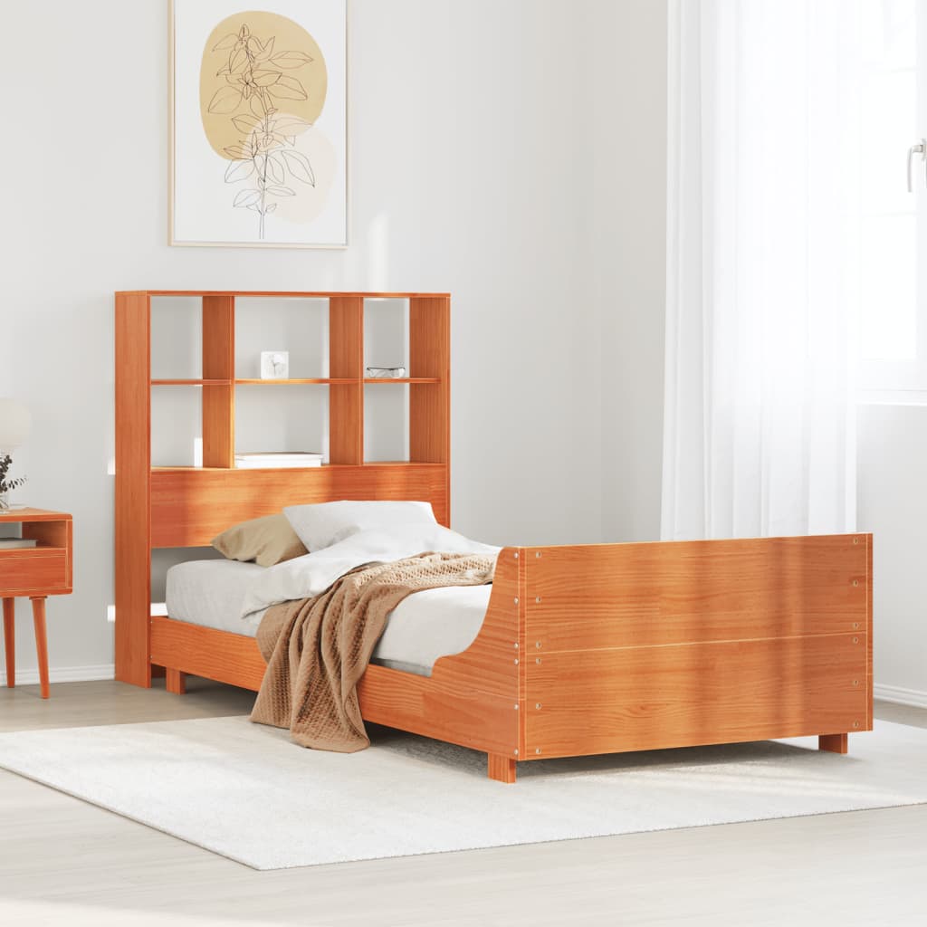 sengeramme uden madras 100x200 cm massivt fyrretræ gyldenbrun