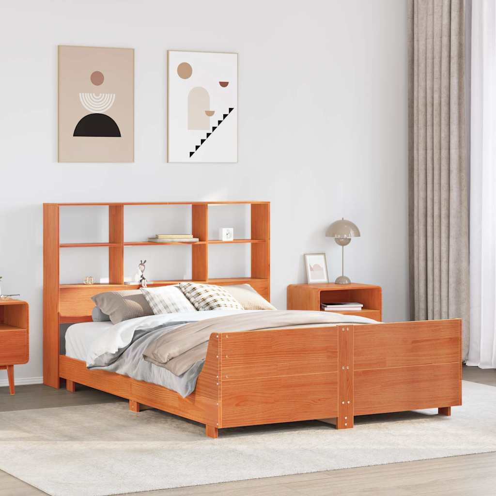 sengeramme uden madras 140x190 cm massivt fyrretræ gyldenbrun