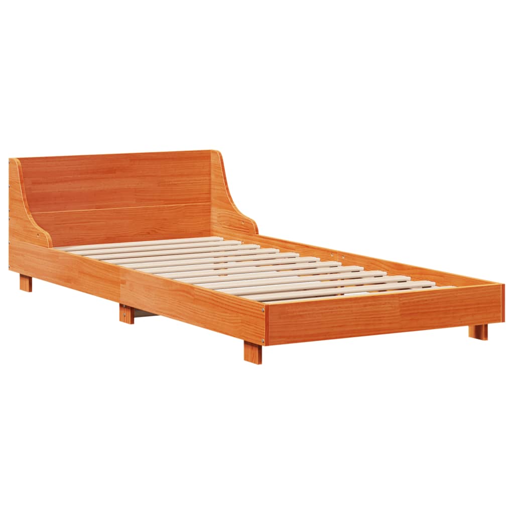 sengeramme uden madras 75x190 cm massivt fyrretræ gyldenbrun