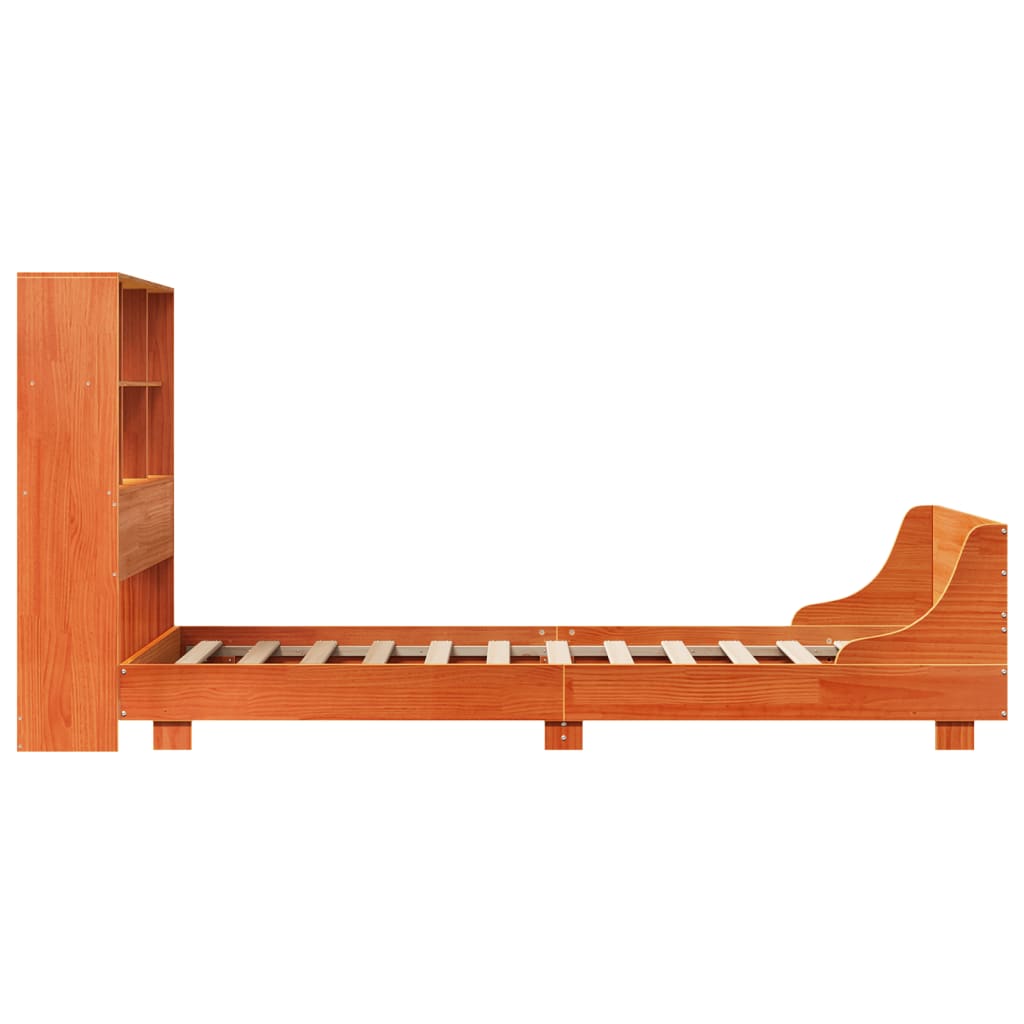 sengeramme uden madras 75x190 cm massivt fyrretræ gyldenbrun