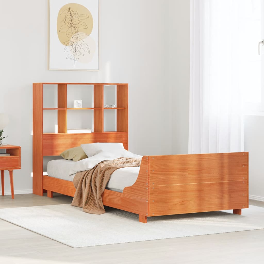 sengeramme uden madras 75x190 cm massivt fyrretræ gyldenbrun