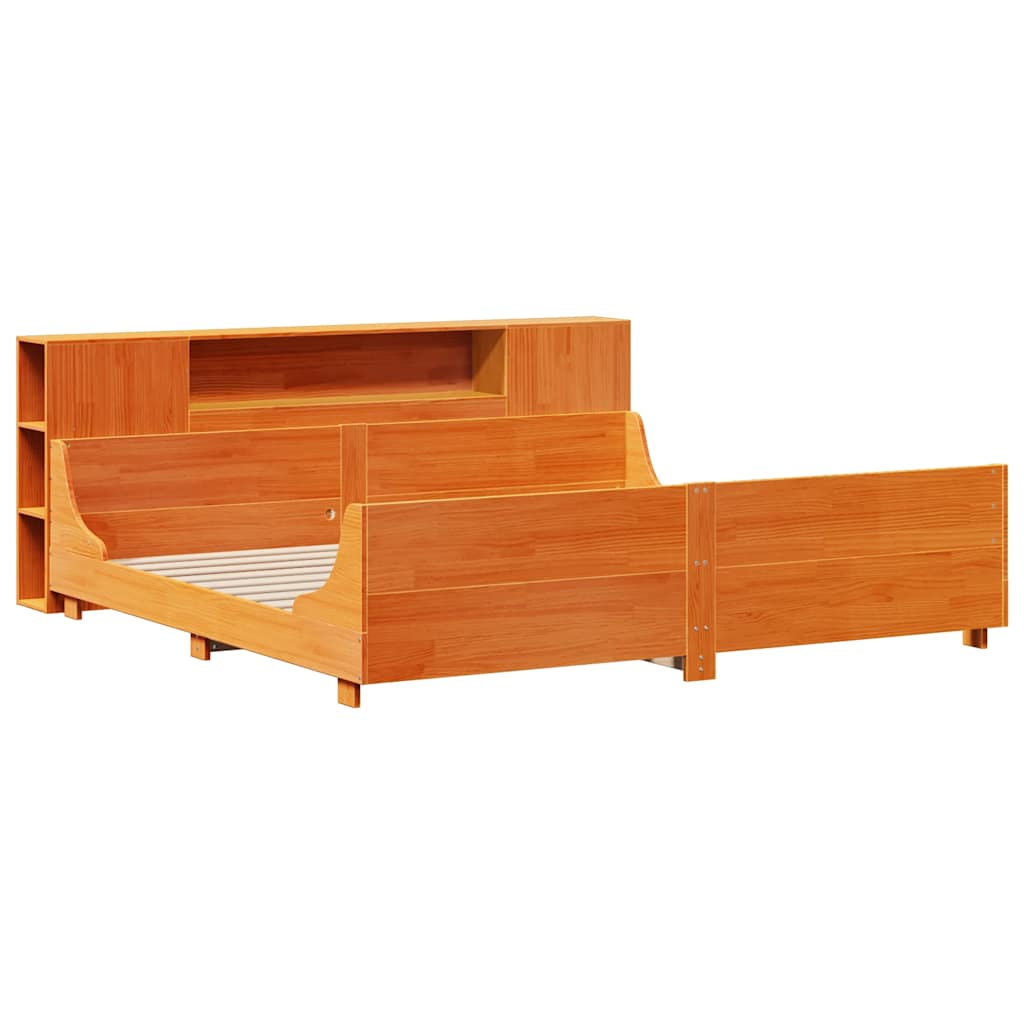 sengeramme uden madras 200x200 cm massivt fyrretræ gyldenbrun