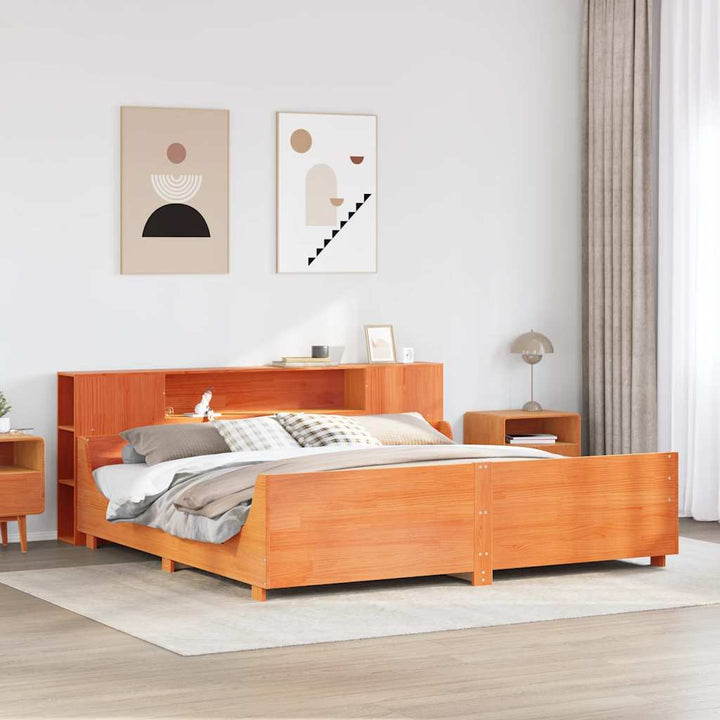 sengeramme uden madras 200x200 cm massivt fyrretræ gyldenbrun