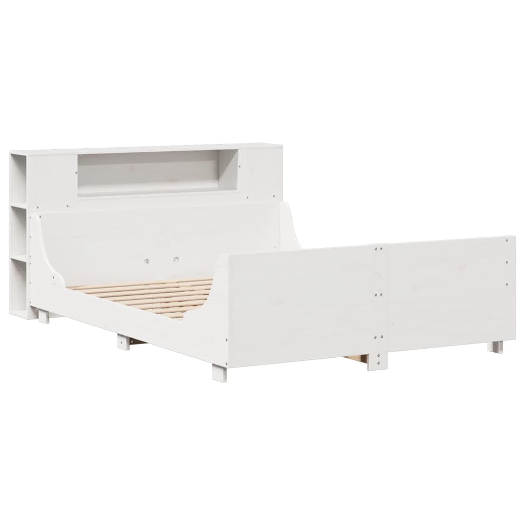 sengeramme uden madras 150x200 cm massivt fyrretræ hvid