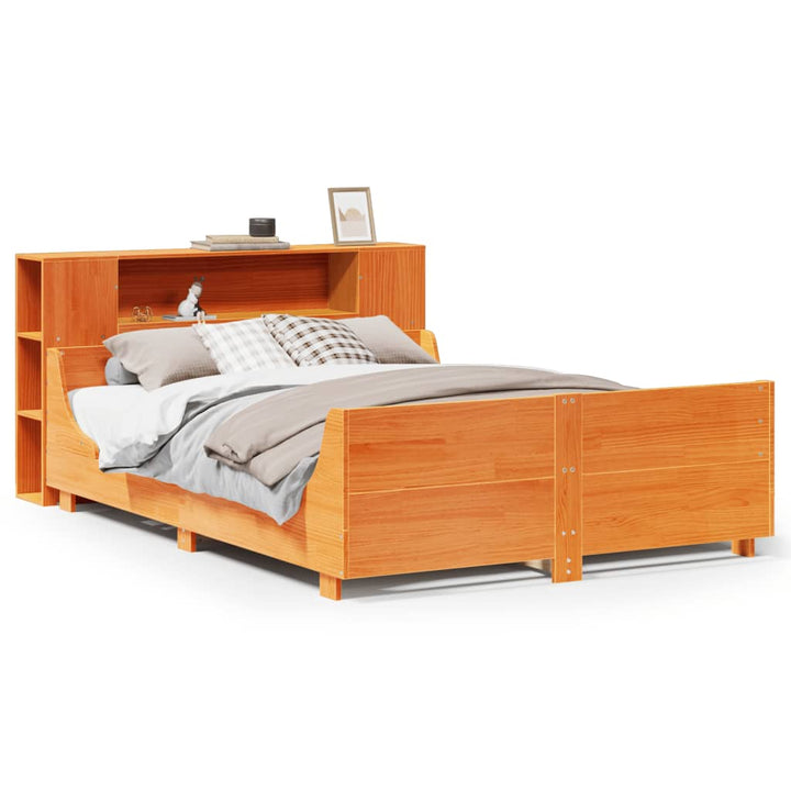 sengeramme uden madras 150x200 cm massivt fyrretræ gyldenbrun