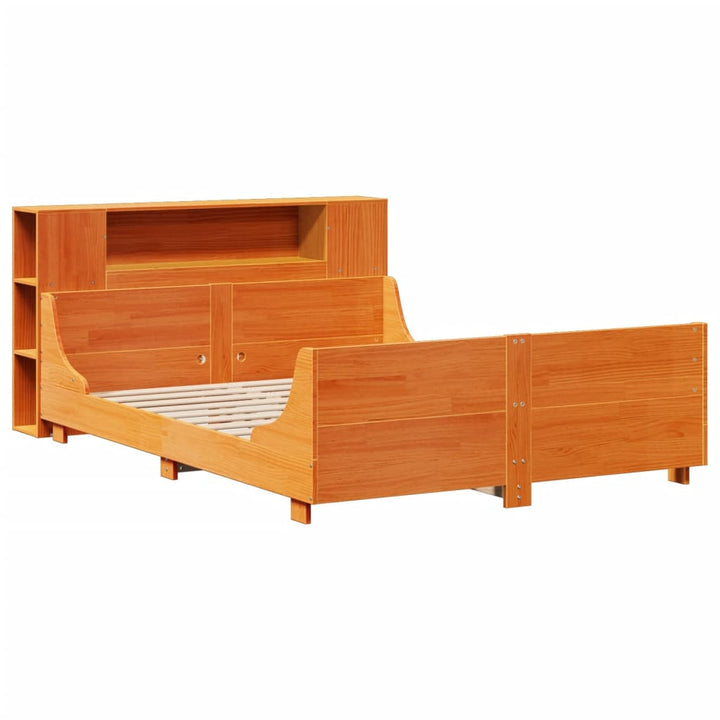 sengeramme uden madras 150x200 cm massivt fyrretræ gyldenbrun