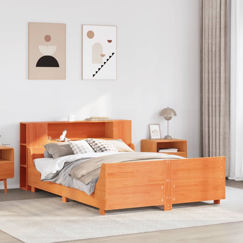 sengeramme uden madras 150x200 cm massivt fyrretræ gyldenbrun