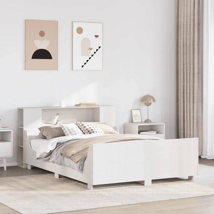 sengeramme uden madras 140x200 cm massivt fyrretræ hvid