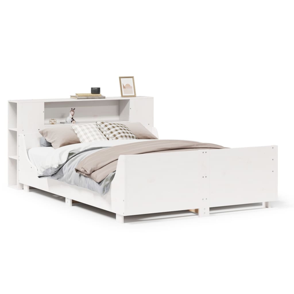 sengeramme uden madras 140x190 cm massivt fyrretræ hvid