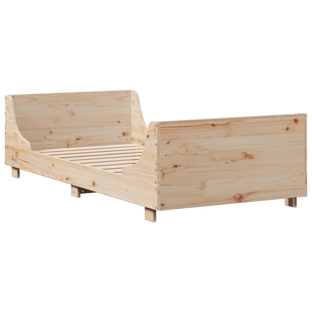 sengeramme uden madras 75x190 cm massivt fyrretræ
