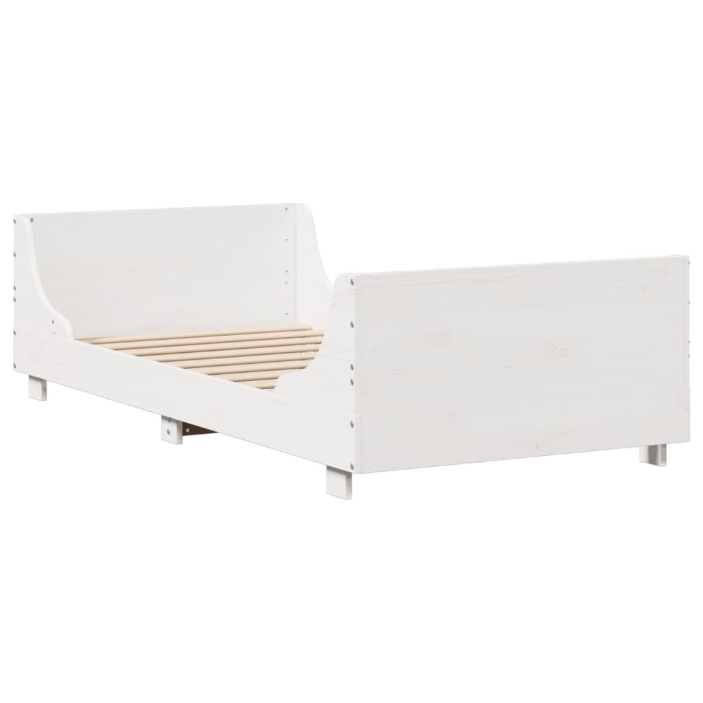 sengeramme uden madras 75x190 cm massivt fyrretræ hvid