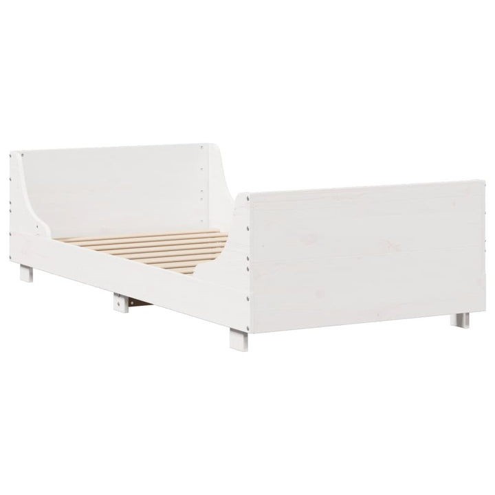 sengeramme uden madras 75x190 cm massivt fyrretræ hvid