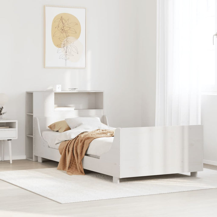 sengeramme uden madras 75x190 cm massivt fyrretræ hvid