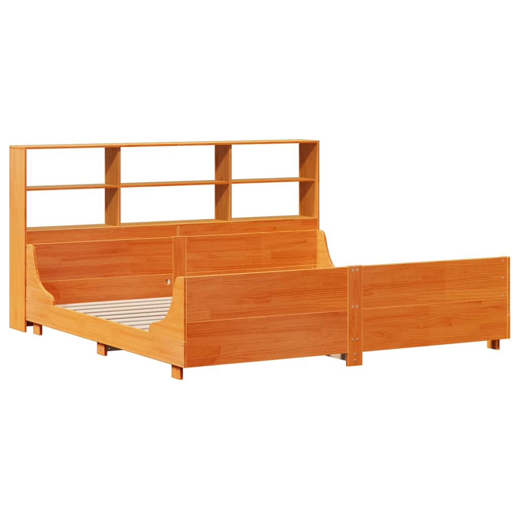 seng med reol uden madras 200x200 cm massivt træ gyldenbrun
