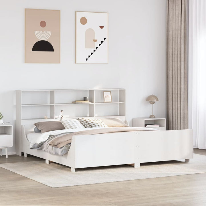 seng med reol uden madras 180x200 cm massivt træ hvid