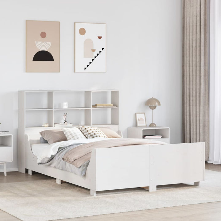seng med reol uden madras 160x200 cm massivt træ hvid