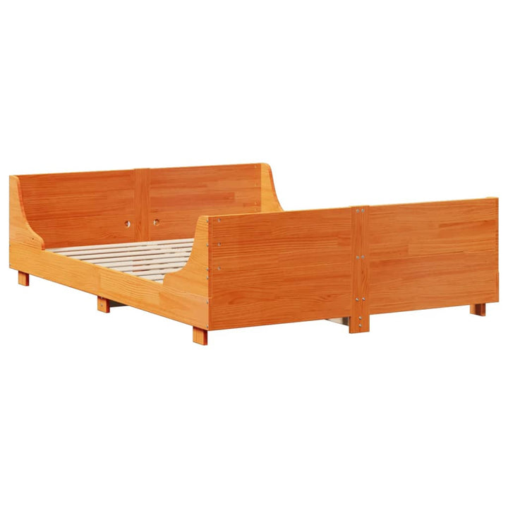seng med reol uden madras 120x200cm massivt træ gyldenbrun