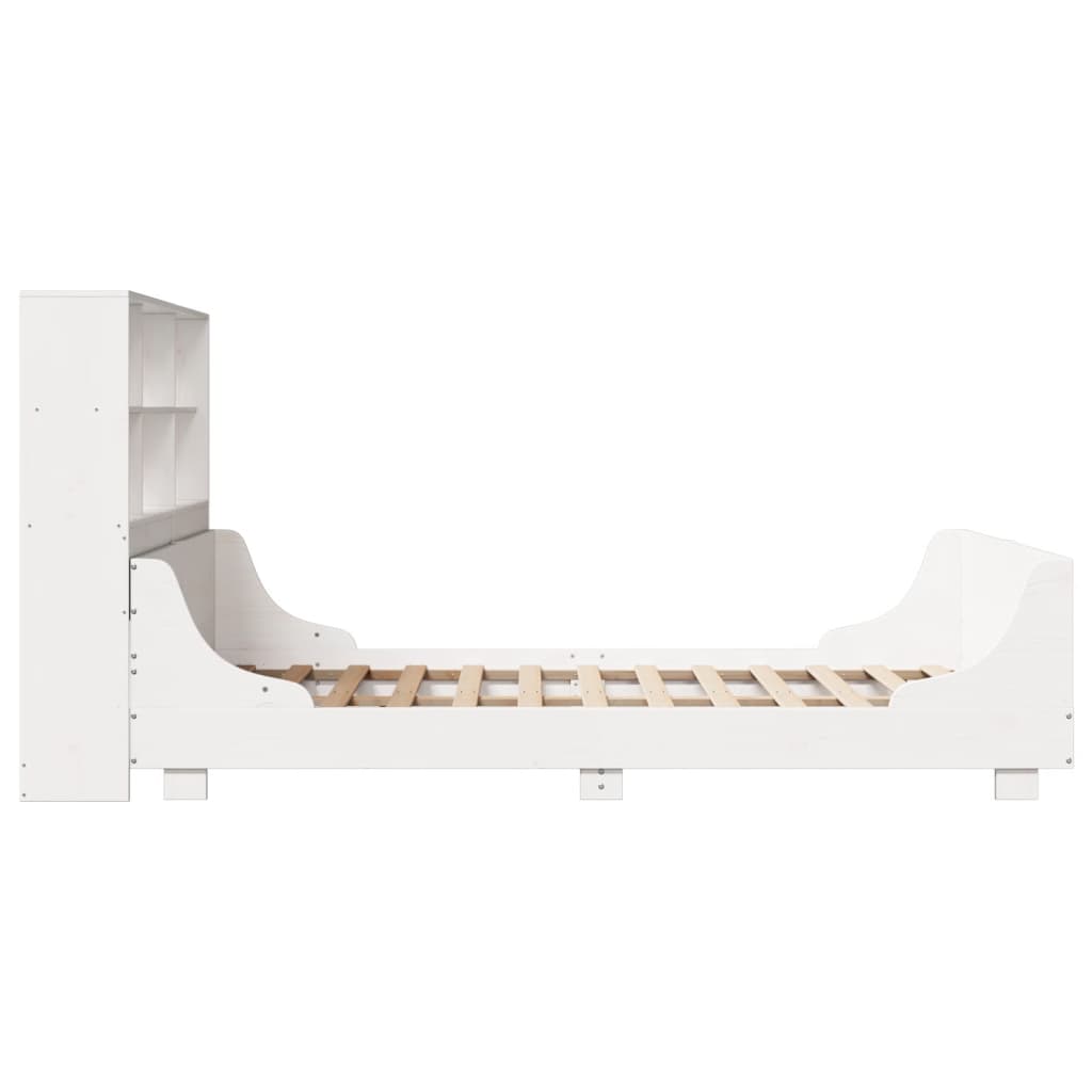 seng med reol uden madras 140x190 cm massivt træ hvid