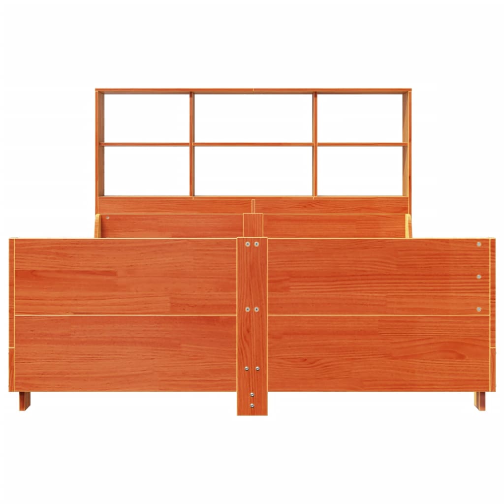 seng med reol uden madras 120x190cm massivt træ gyldenbrun