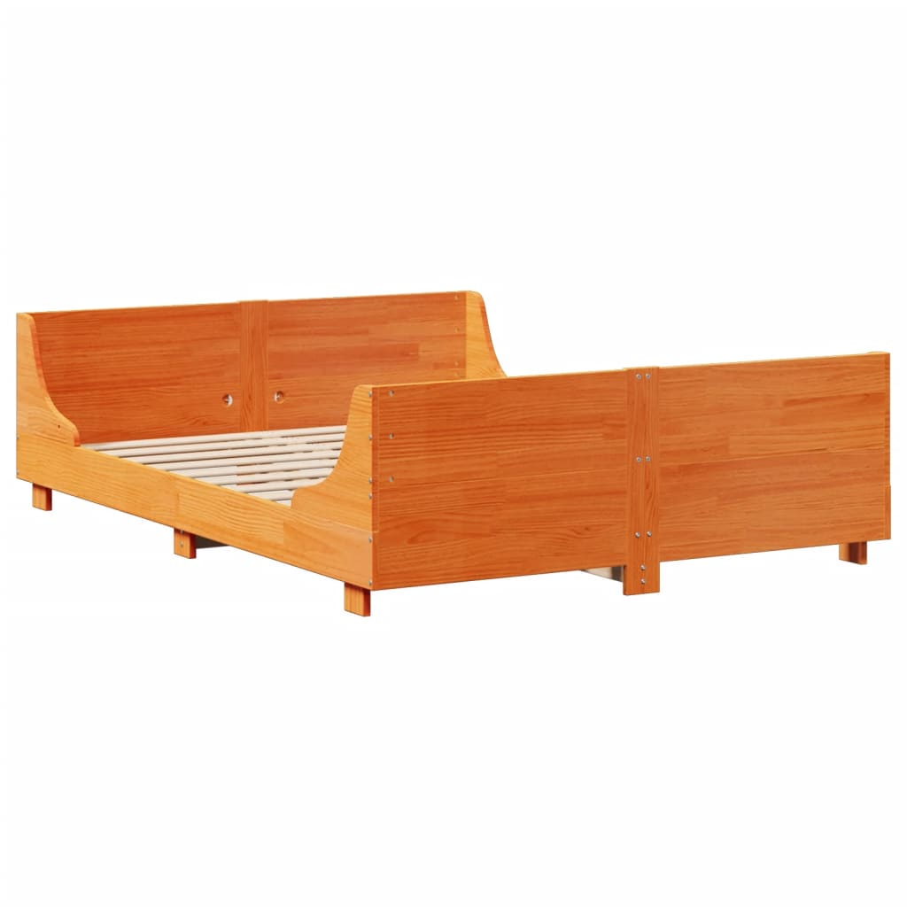 seng med reol uden madras 120x190cm massivt træ gyldenbrun