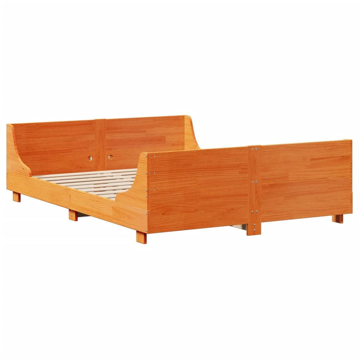 seng med reol uden madras 120x190cm massivt træ gyldenbrun