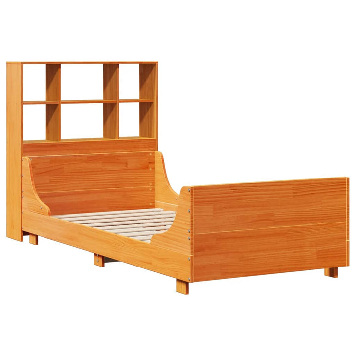seng med reol uden madras 75x190 cm massivt træ gyldenbrun