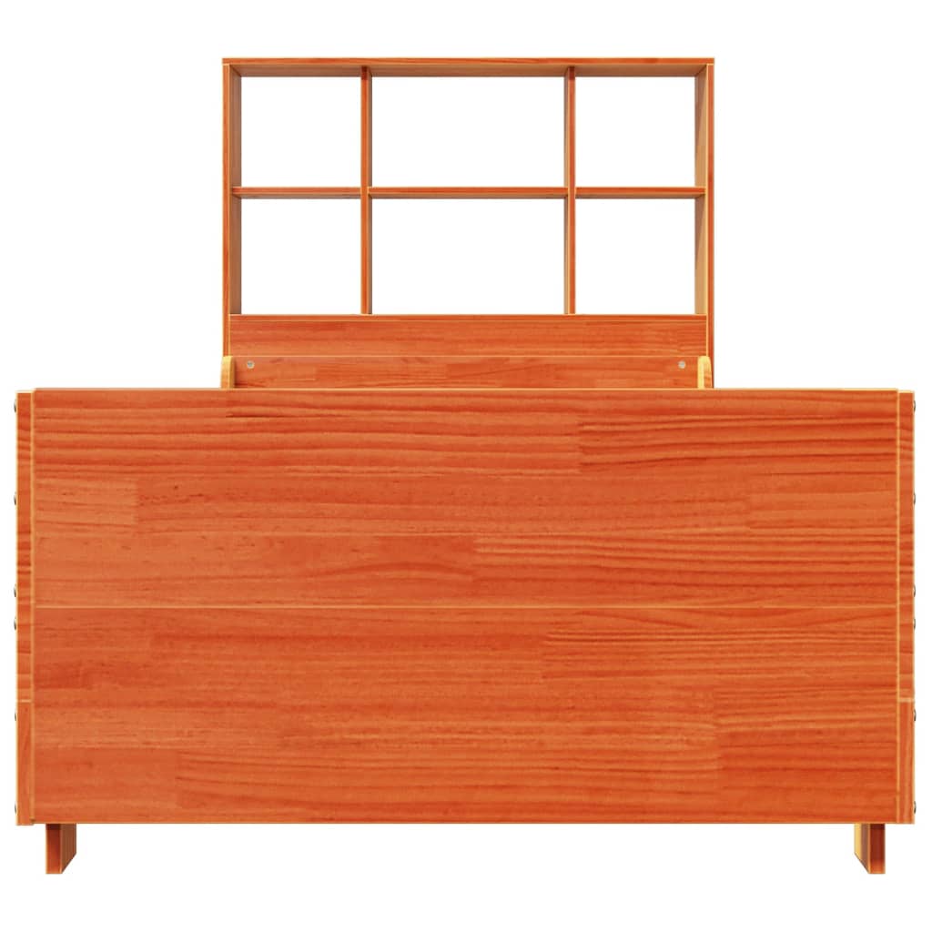 seng med reol uden madras 75x190 cm massivt træ gyldenbrun