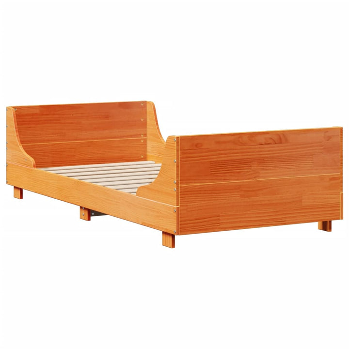 seng med reol uden madras 75x190 cm massivt træ gyldenbrun