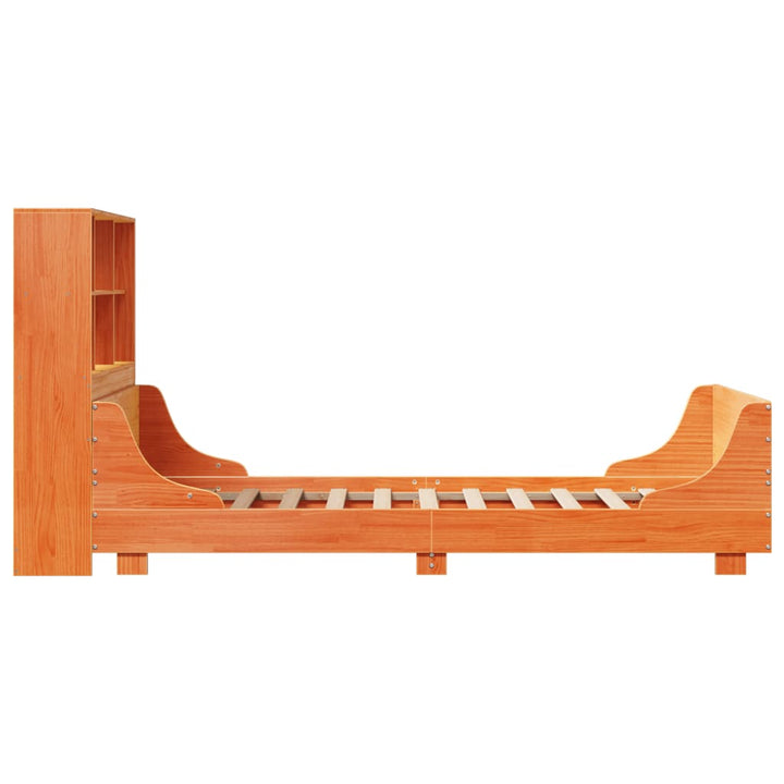 seng med reol uden madras 75x190 cm massivt træ gyldenbrun