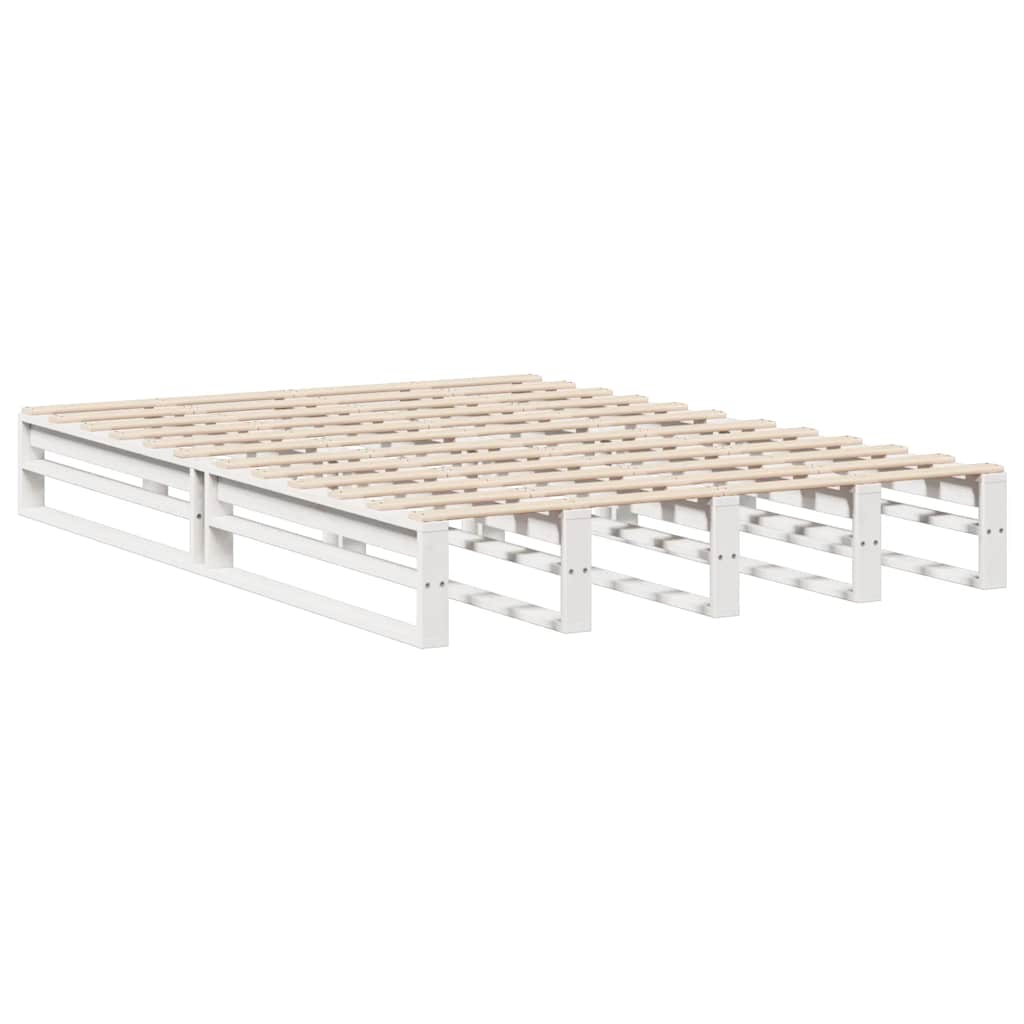 seng med reol uden madras 140x200 cm massivt træ hvid