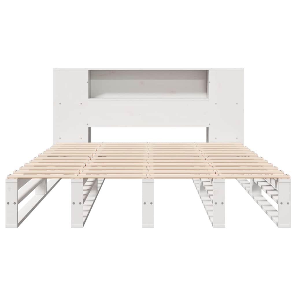 seng med reol uden madras 160x200 cm massivt træ hvid