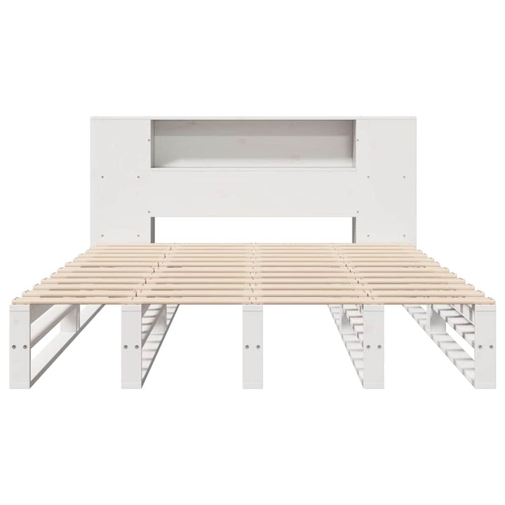 seng med reol uden madras 160x200 cm massivt træ hvid