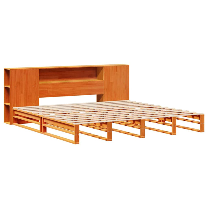 seng med reol uden madras 200x200 cm massivt træ gyldenbrun