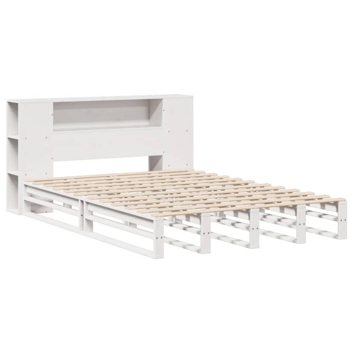 seng med reol uden madras 135x190 cm massivt træ hvid