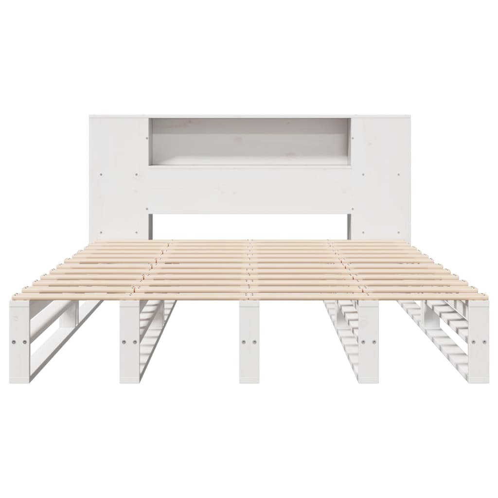 seng med reol uden madras 135x190 cm massivt træ hvid