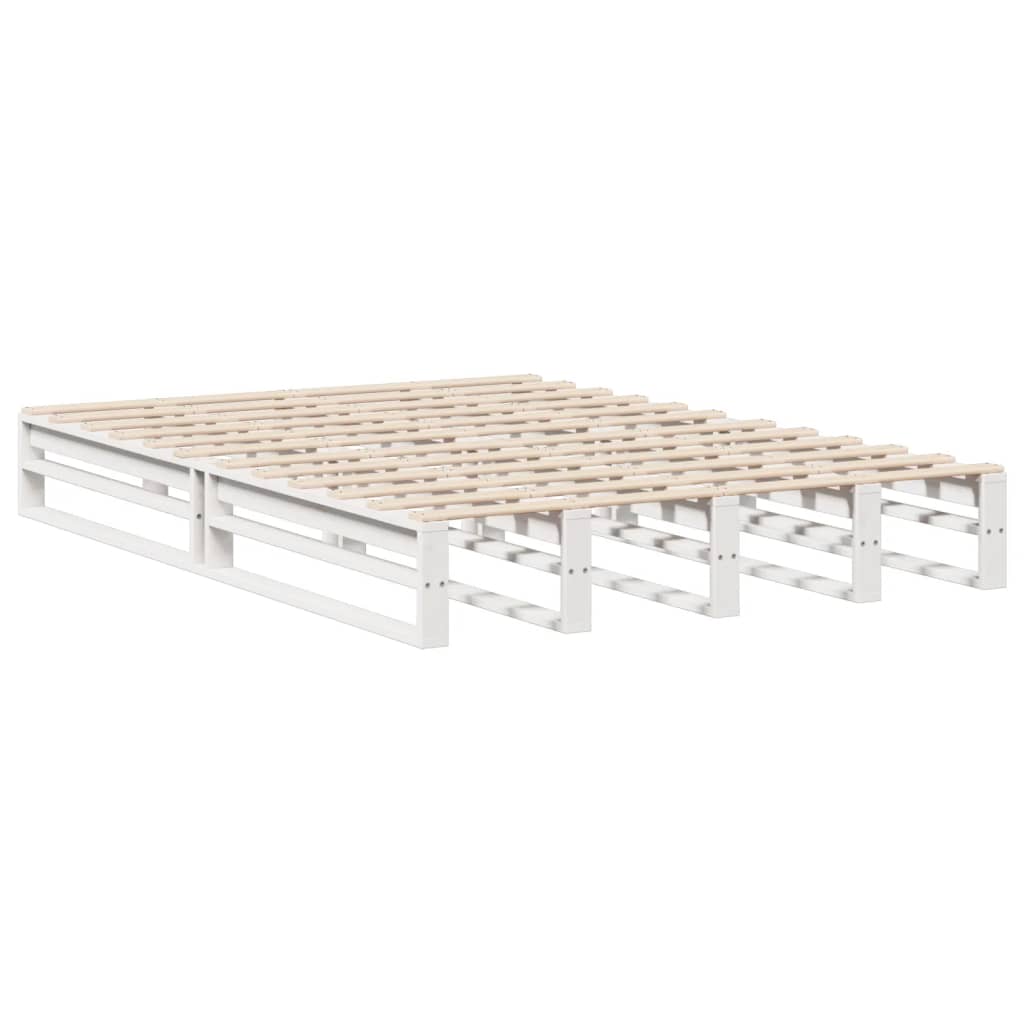 seng med reol uden madras 135x190 cm massivt træ hvid