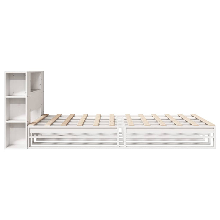 seng med reol uden madras 135x190 cm massivt træ hvid