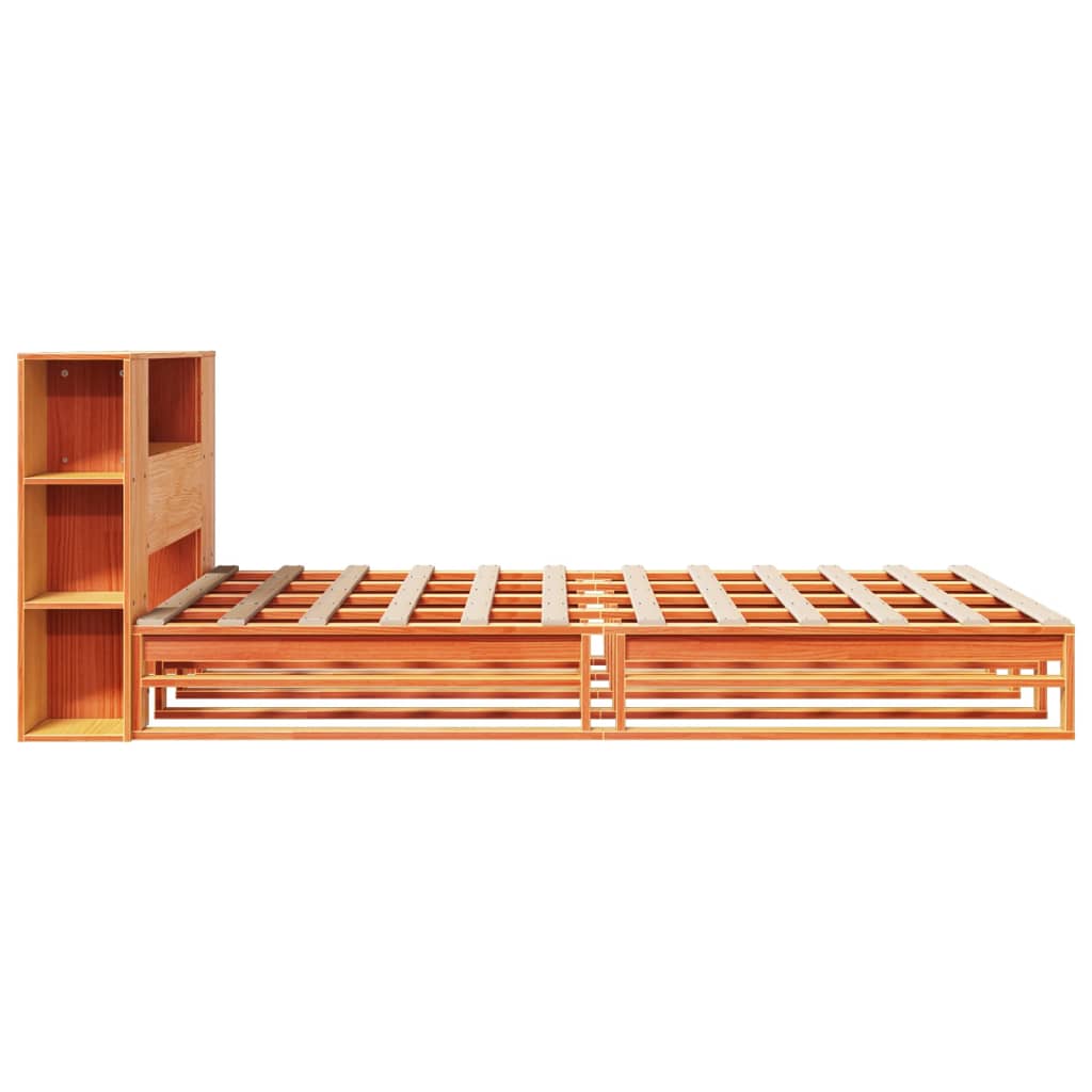 seng med reol uden madras 140x190 cm massivt træ gyldenbrun
