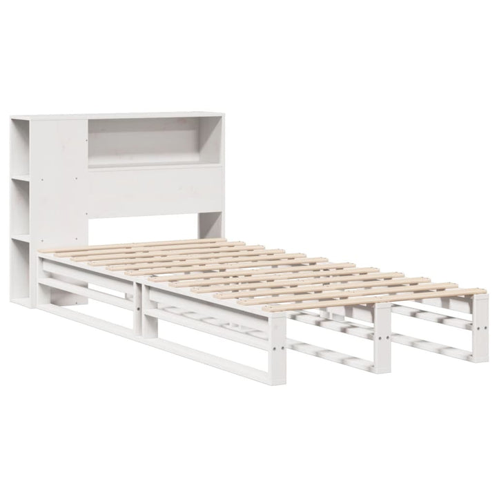 seng med reol uden madras 75x190 cm massivt træ hvid