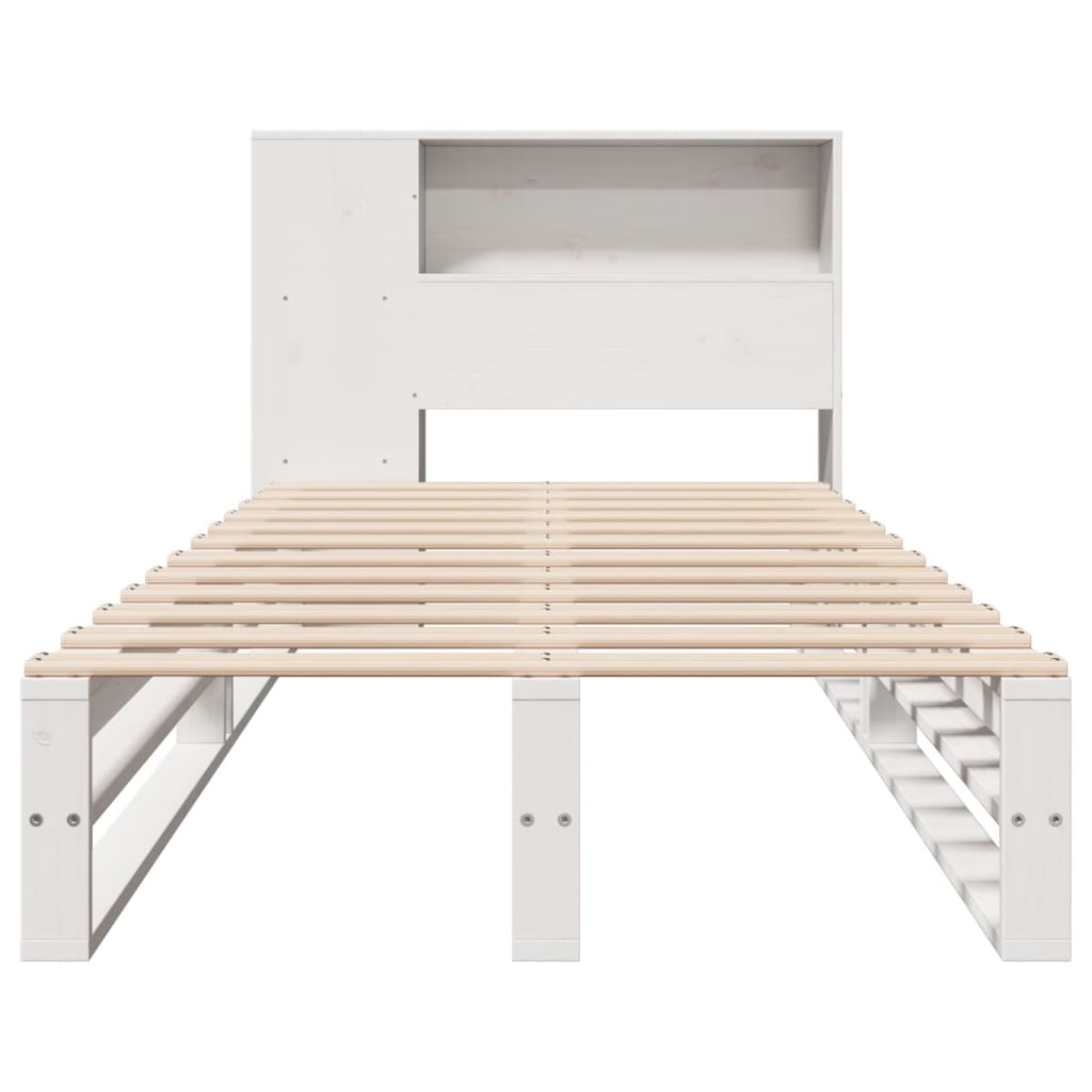 seng med reol uden madras 75x190 cm massivt træ hvid