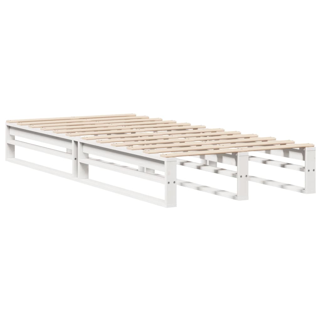 seng med reol uden madras 75x190 cm massivt træ hvid