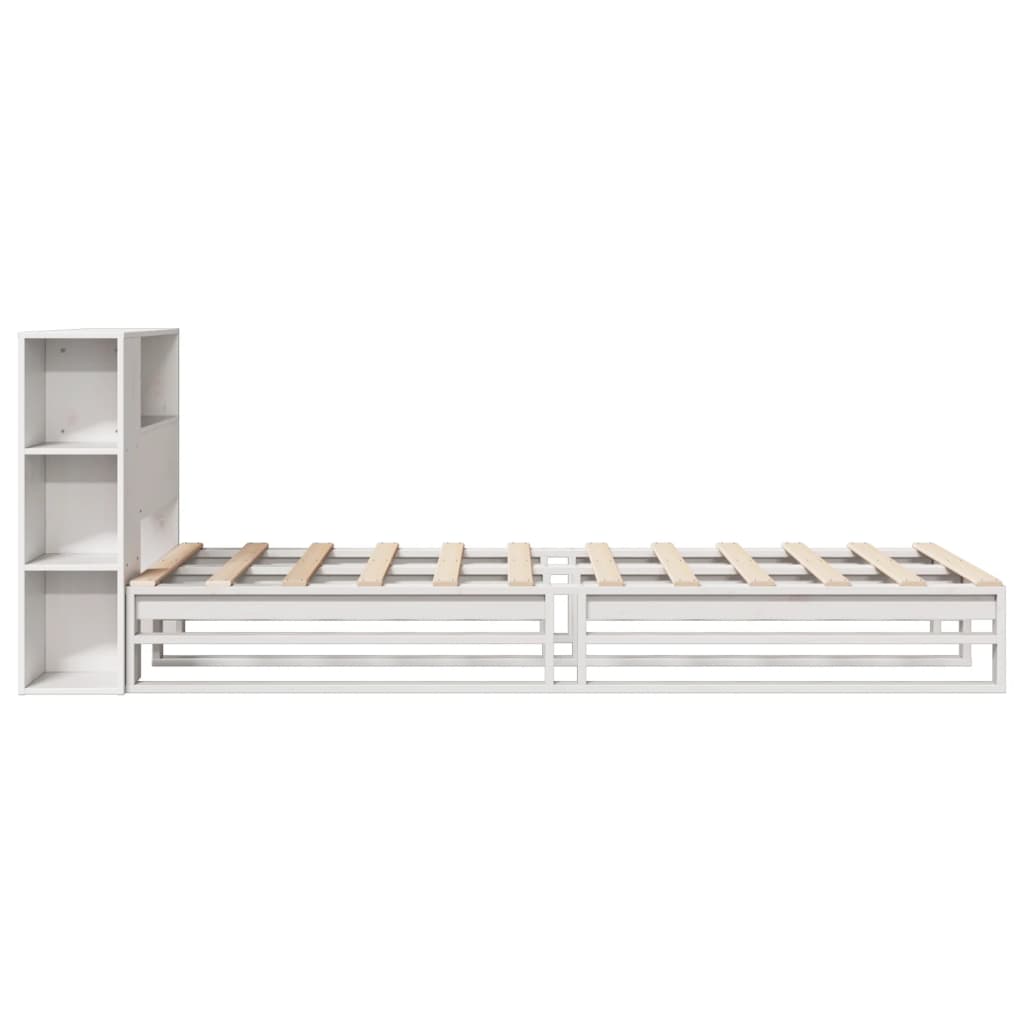 seng med reol uden madras 75x190 cm massivt træ hvid