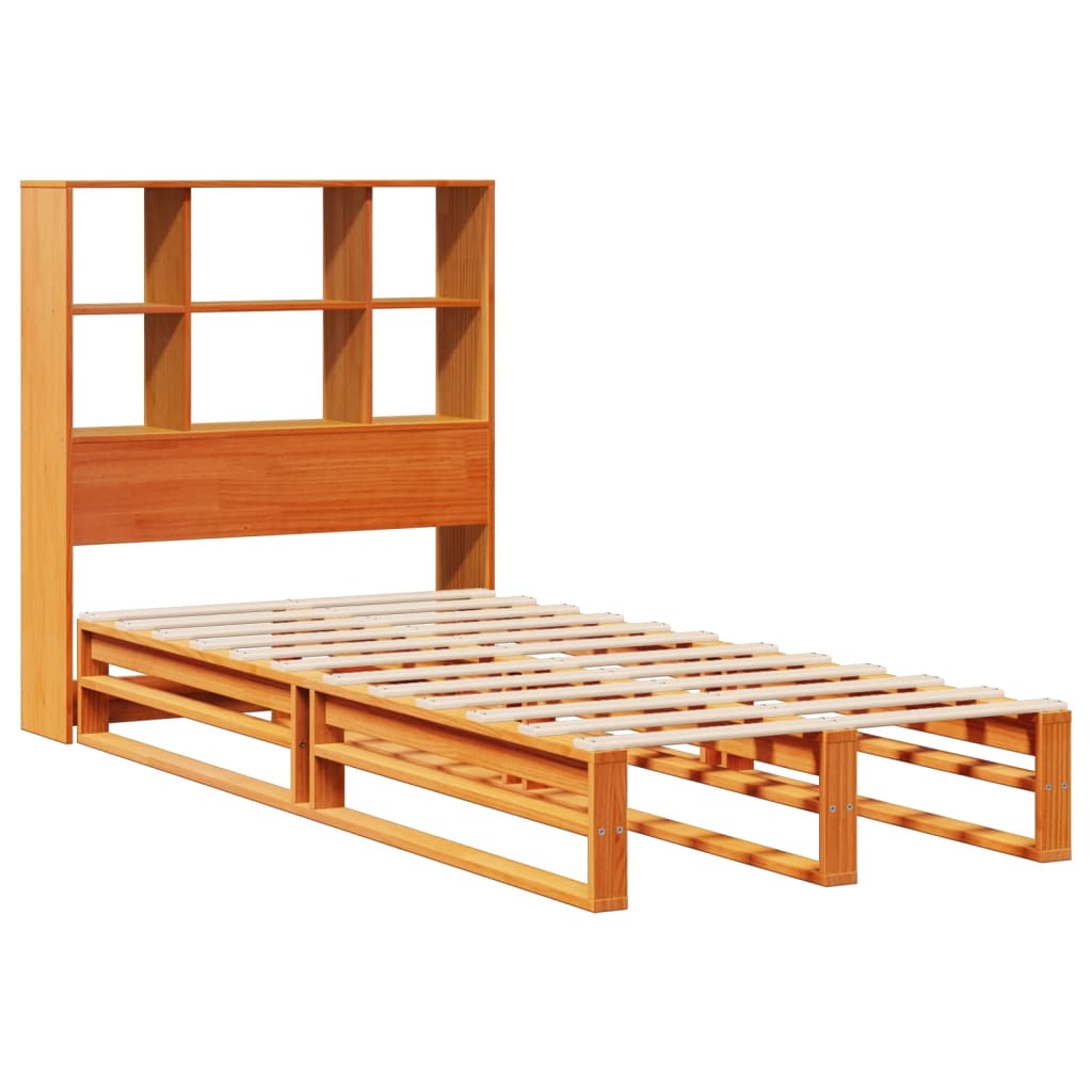 seng med reol uden madras 100x200cm massivt træ gyldenbrun