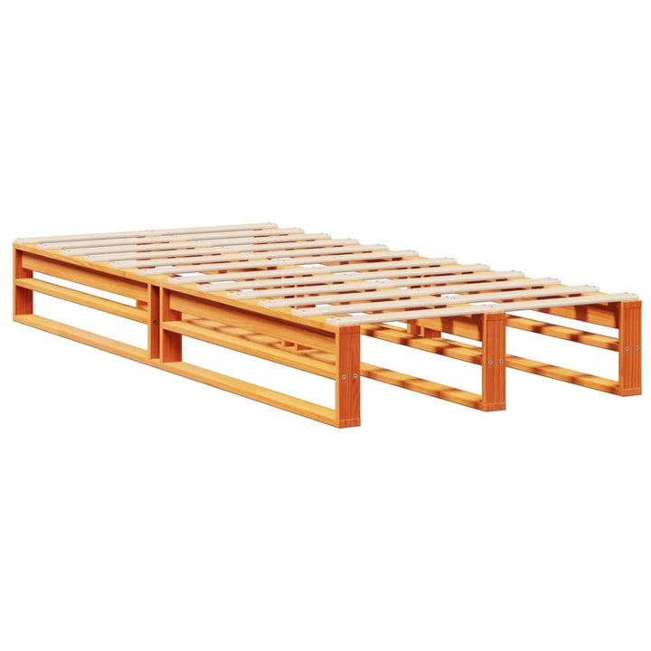 seng med reol uden madras 100x200cm massivt træ gyldenbrun