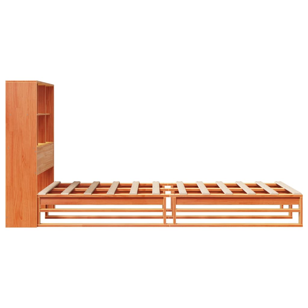 seng med reol uden madras 100x200cm massivt træ gyldenbrun