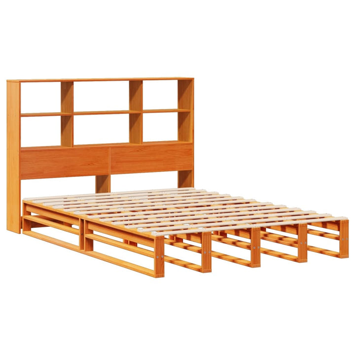 seng med reol uden madras 120x200cm massivt træ gyldenbrun