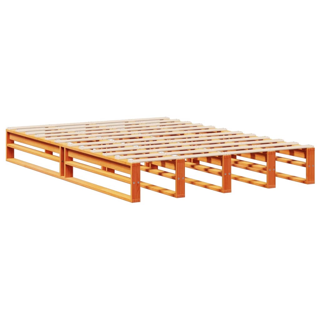 seng med reol uden madras 120x200cm massivt træ gyldenbrun