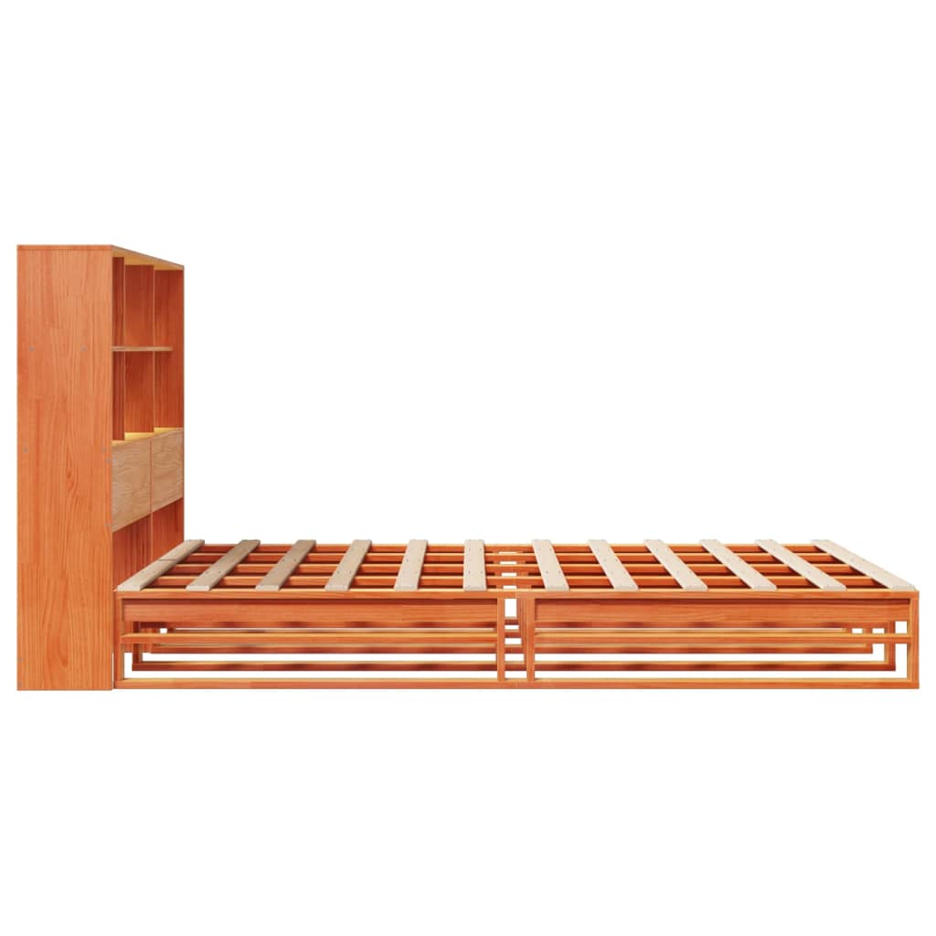 seng med reol uden madras 120x200cm massivt træ gyldenbrun