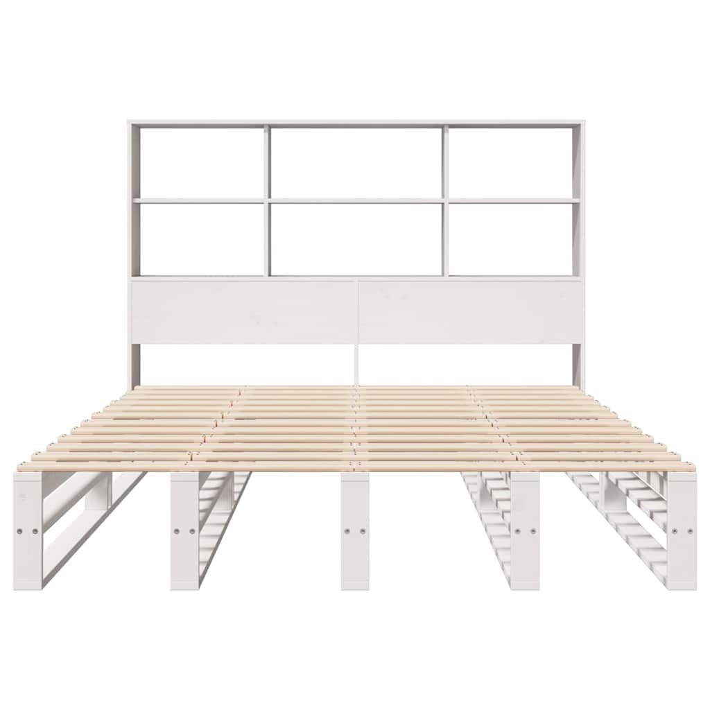 seng med reol uden madras 140x200 cm massivt træ hvid