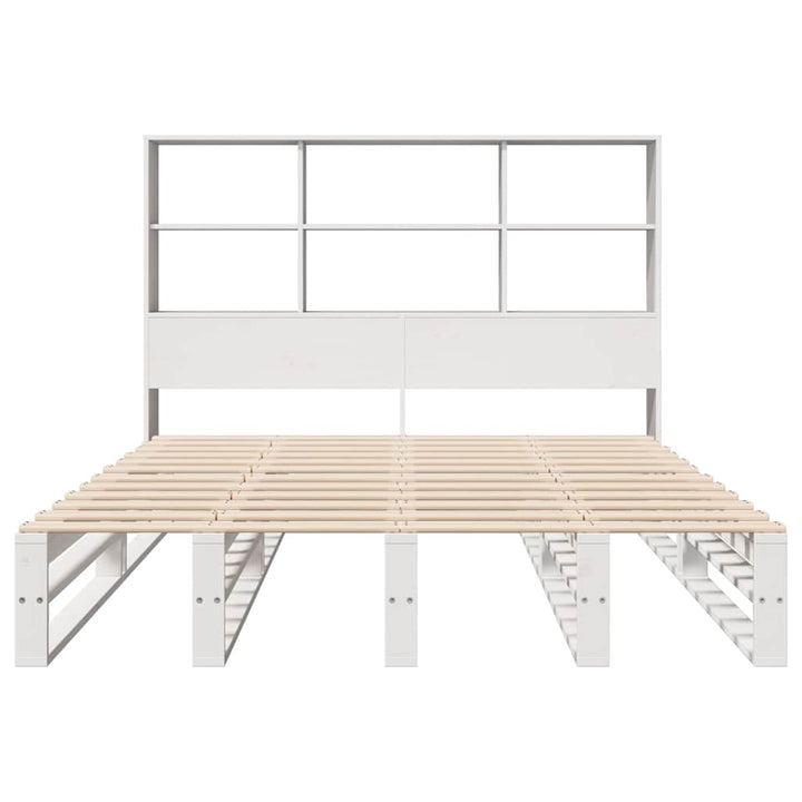 seng med reol uden madras 140x200 cm massivt træ hvid